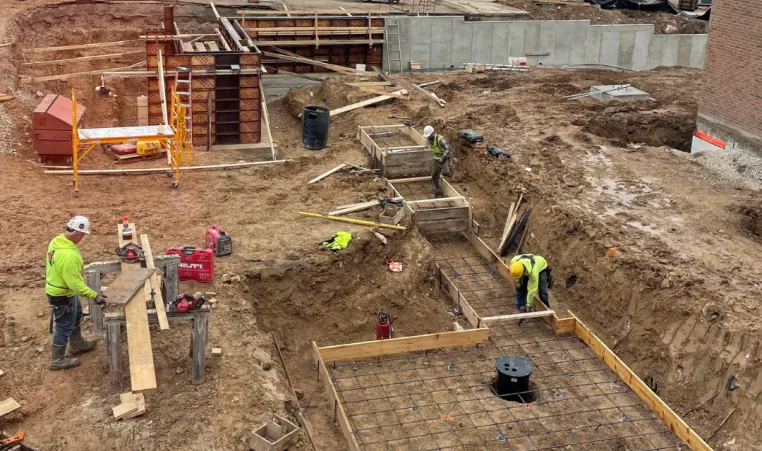 View of the construction and building progress at the Sturgeon Bay Center